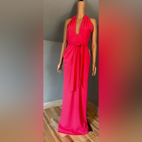 Show Me Your Mumu Adele Halter Maxi Dress Pink Size Large NWT - Picture 4 of 5